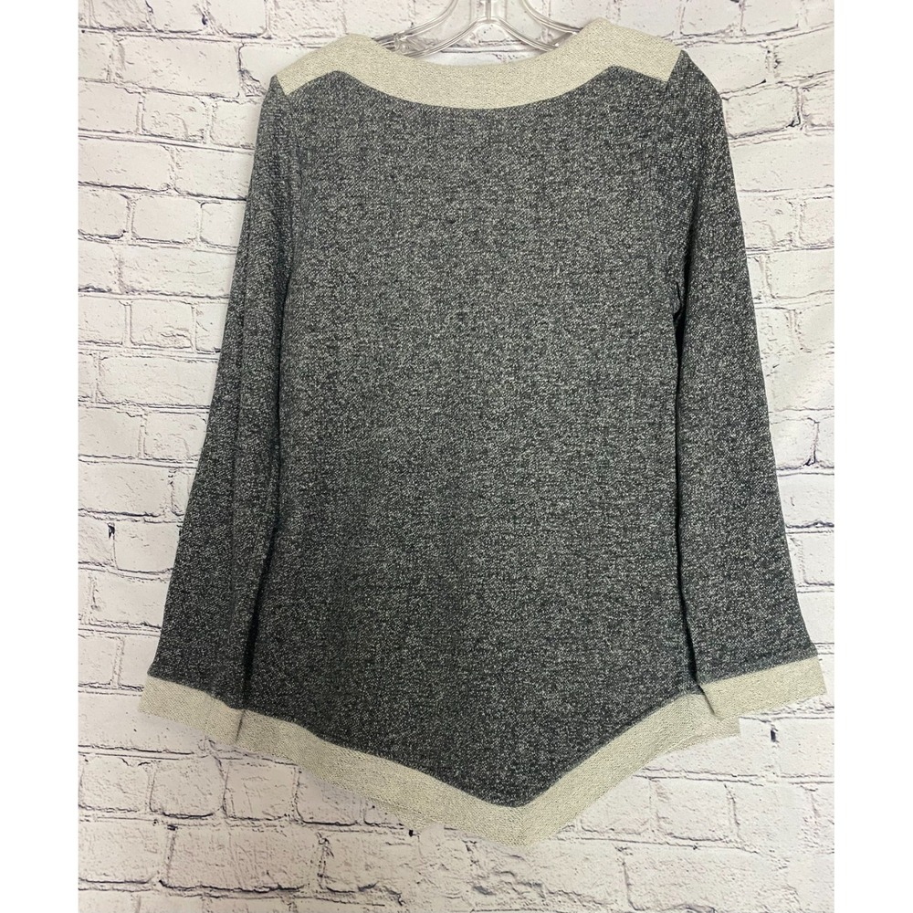 Weekend By Chico's Womens Blouse Top Size 0 Gray Long Sleeve Knit Shoulder‎ Zip - Picture 5 of 11